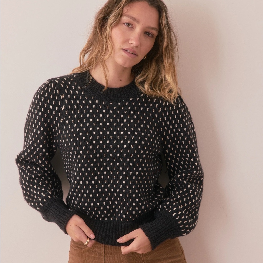 Marine Layer Black and Cream Crew Neck Sweater